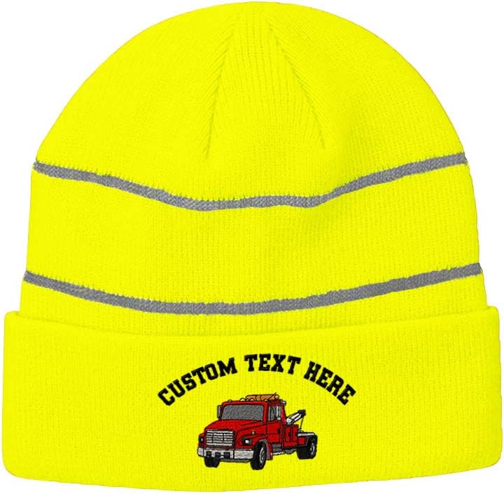 Custom Reflective Beanie Snub Nose Tow Truck Embroidery Acrylic