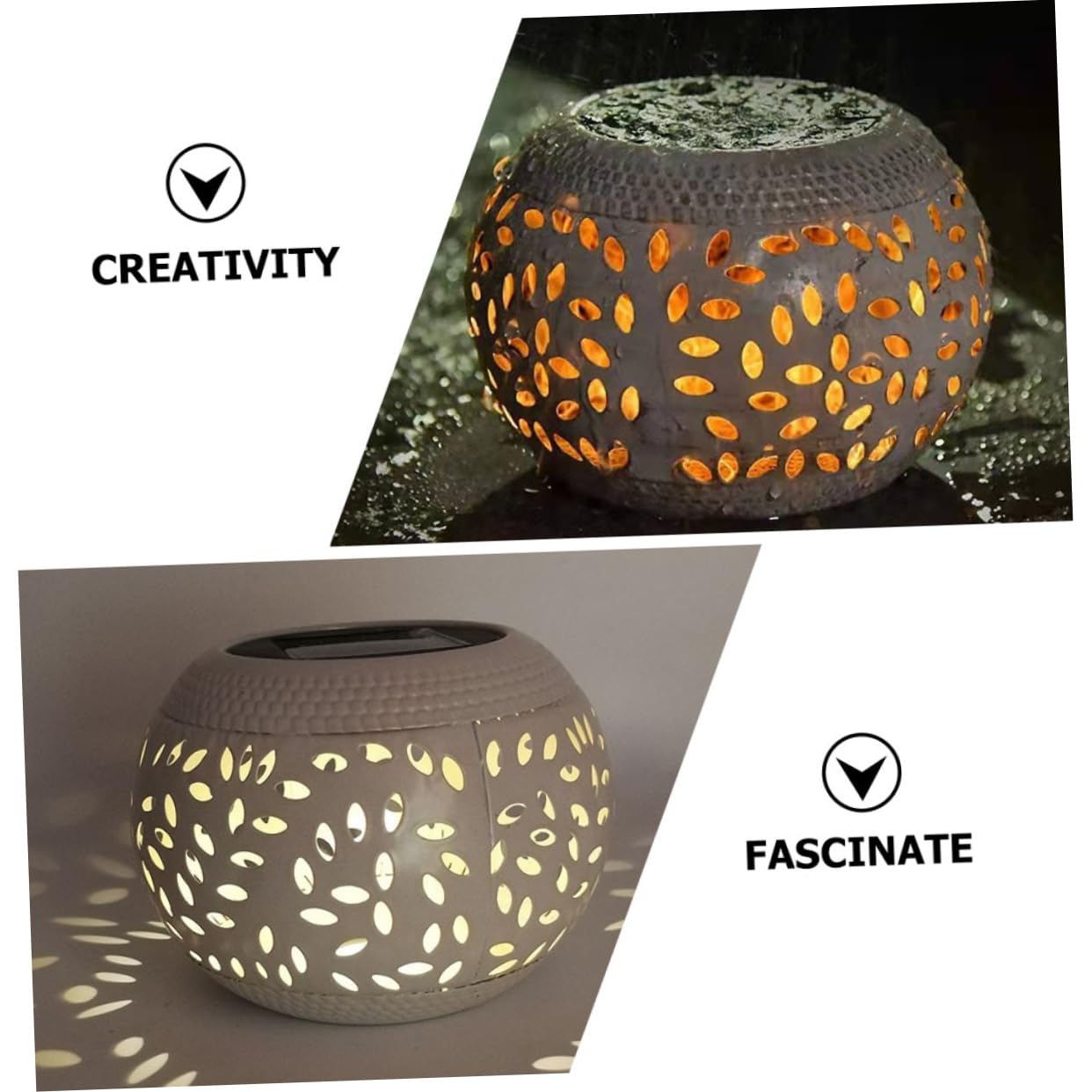 BESPORTBLE Lámpara Solar Diseño Hueco Original de Hierro Blanco para Exteriores Luz Decorativa Energía Solar para Jardín y Espacio al Aire Libre