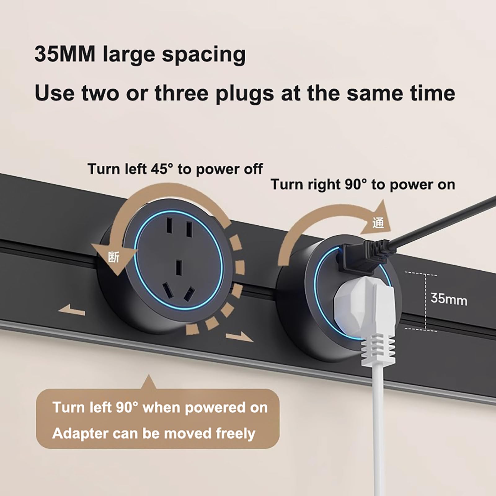 Mobilne Gniazdo ZasilająCe 8000W 32A, Z Uniwersalnym Adapterem Wielofunkcyjnym Z Trzema Otworami, Listwa Z Portem łAdowania Usb A+Typ C, Do Biura, Kuchni I Salonu 6pcs-100cm