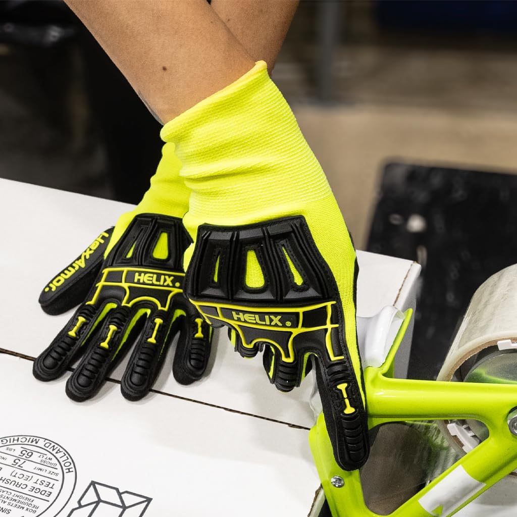 HexArmor Helix Impact Resistant & A1-A9 Cut-Resistant Work Gloves – High-Dextirty Nitrile Grip Industrial Safety Gloves
