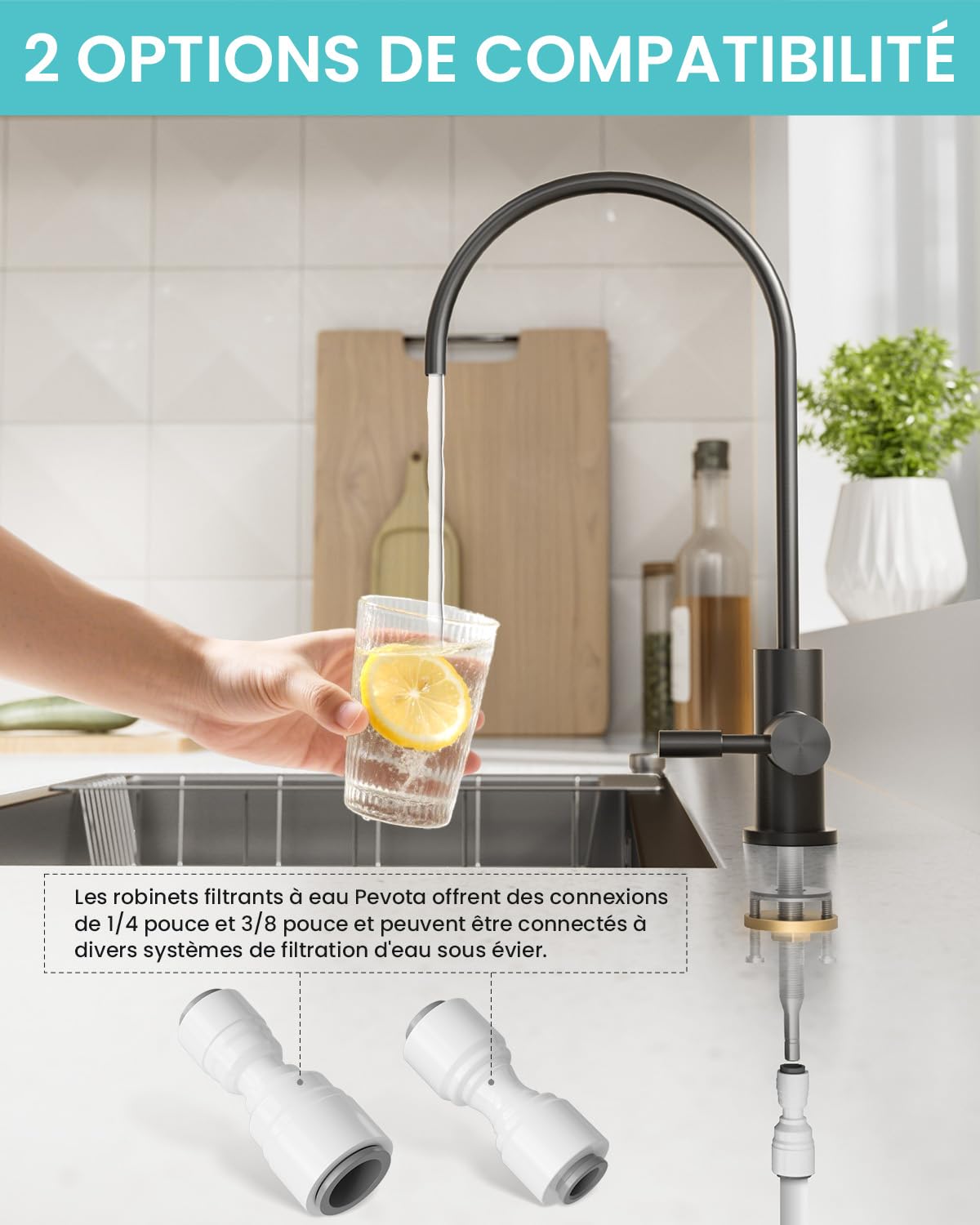 Robinet Cuisine Pour L'eau Potable, Robinet d'Évier Acier Inoxydable