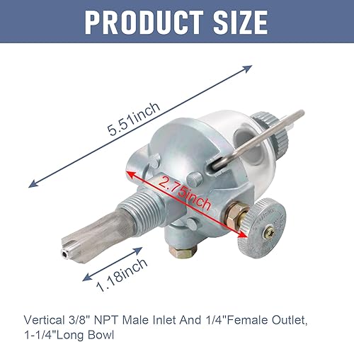 Miniatura 5 de JDMSPEED 2NAA9155B - Recipiente para sedimentos de combustible para Ford 8N 9N 2N NAA Jubilee Tractor Massey Ferguson TE20 TO20 TO30 TO35 MF35