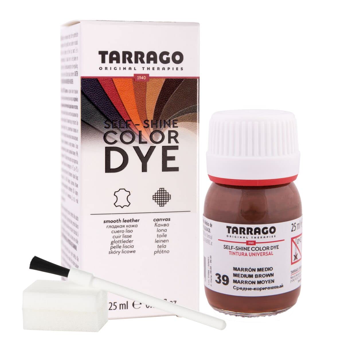 Tinte para Zapatos y Bolsos de Cuero y Textil con Esponja y Brocha | Cubre Rozaduras y Desgastes del Calzado | Gama de 90 colores — view 39