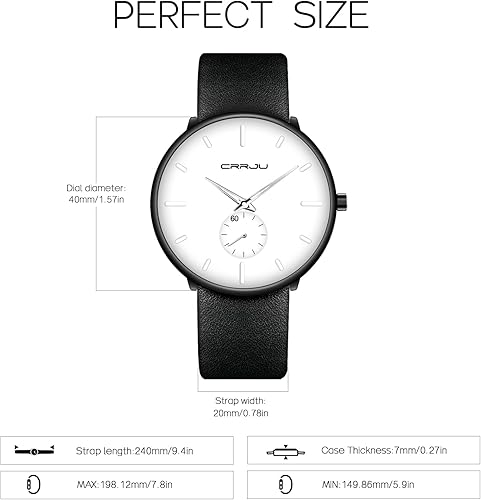 Miniatura 4 de FIZILI Mens Watches Ultra-Thin Minimalist Waterproof-Fashion Wrist Watch for Men Unisex Dress with Leather Band