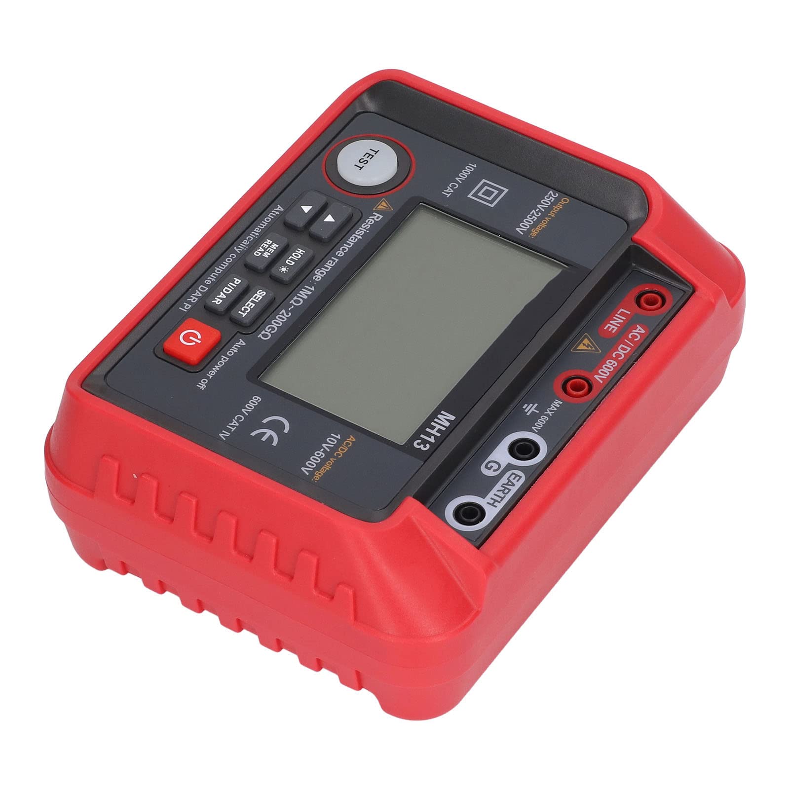 Herramienta de prueba eléctrica portátil - Probador digital de ohmios para pruebas de descarga - Medidor de resistencia de aislamiento y megóhmetro para medición de voltaje CA y