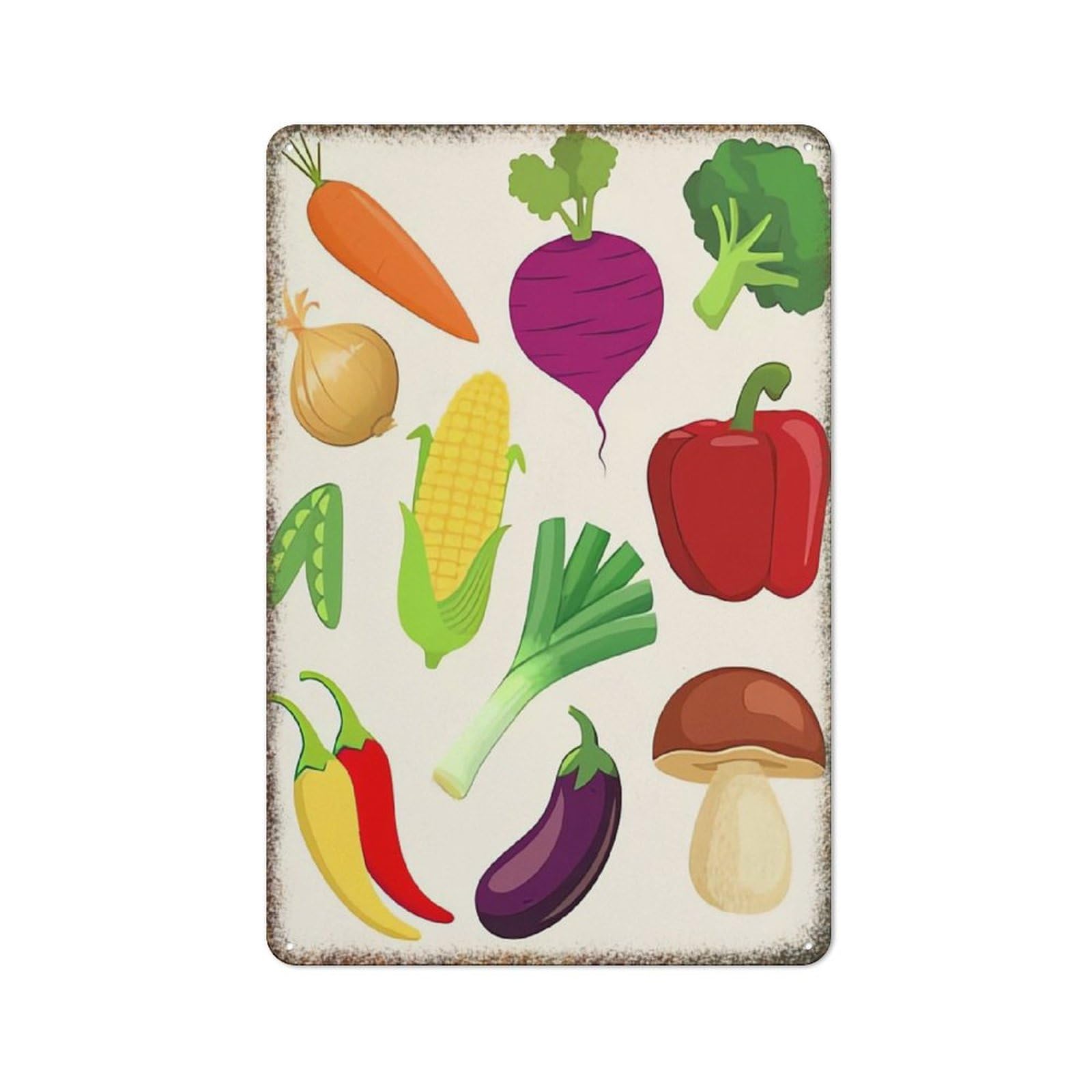 Watercolor Fruit Vegetable Art Print Retro Embossed Metal Sign Farmhouse Kitchen Home Wall Hanging Decor Plaque 8x12 Inch