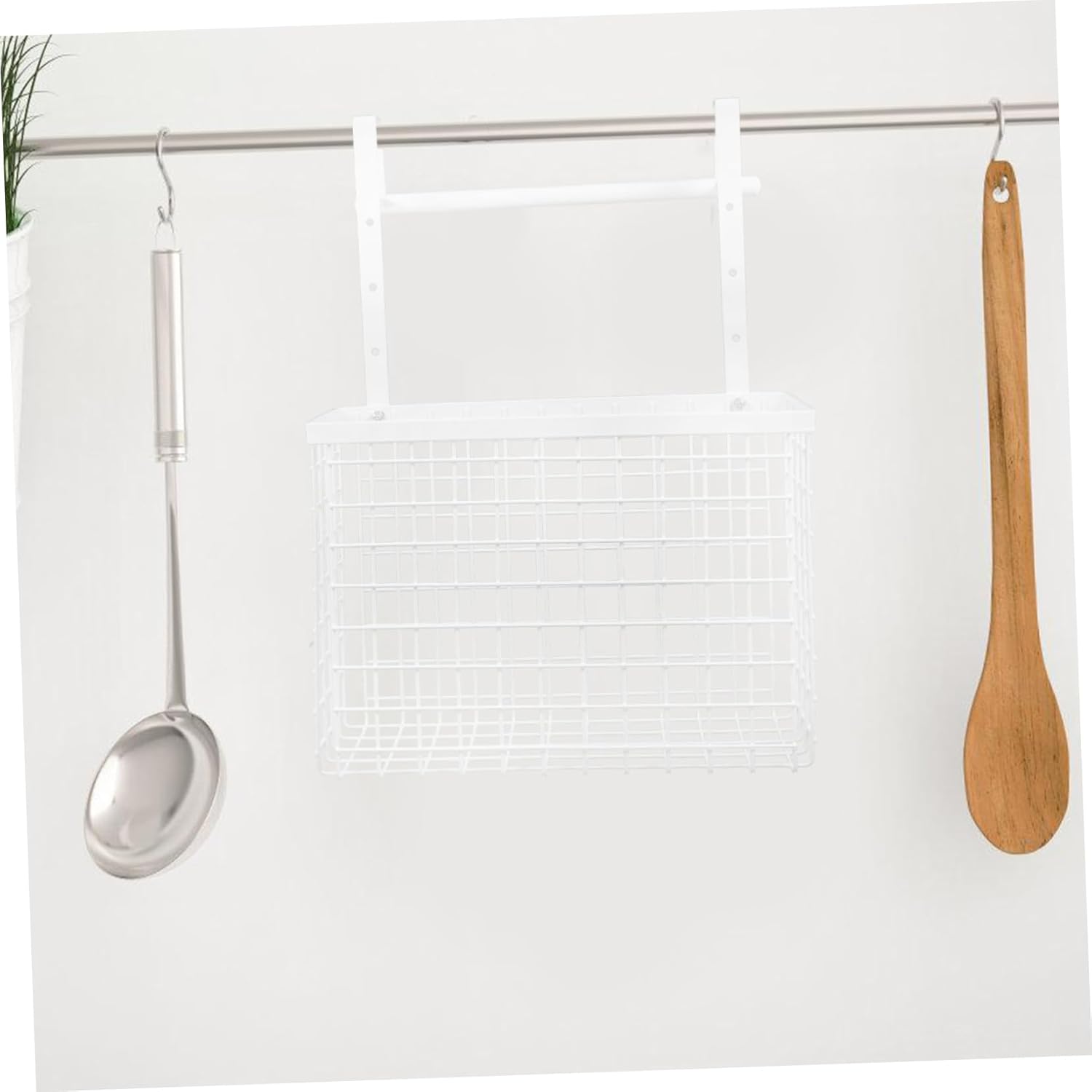 Door Basket Organizer Kitchen Cabinet Door Organizer Wall-mounted Wire Basket Hanging Stainless Steel Easy Hanging Home Decor Supplies