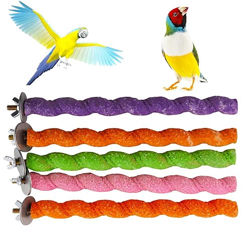 5 PCS Parrot Perches Bird Perches Budgie Perch Paw Grinding Stick Toy Birds Parrot Budgies Parakeet Cockatiels Cage Accessories, 8.5"