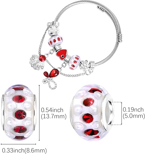 Miniatura 3 de Aipridy Lucky Beads Lover Perlas y diamantes de imitación de cristal, cuentas de ámbar, cuentas espaciadoras de agujeros grandes, cuentas europeas