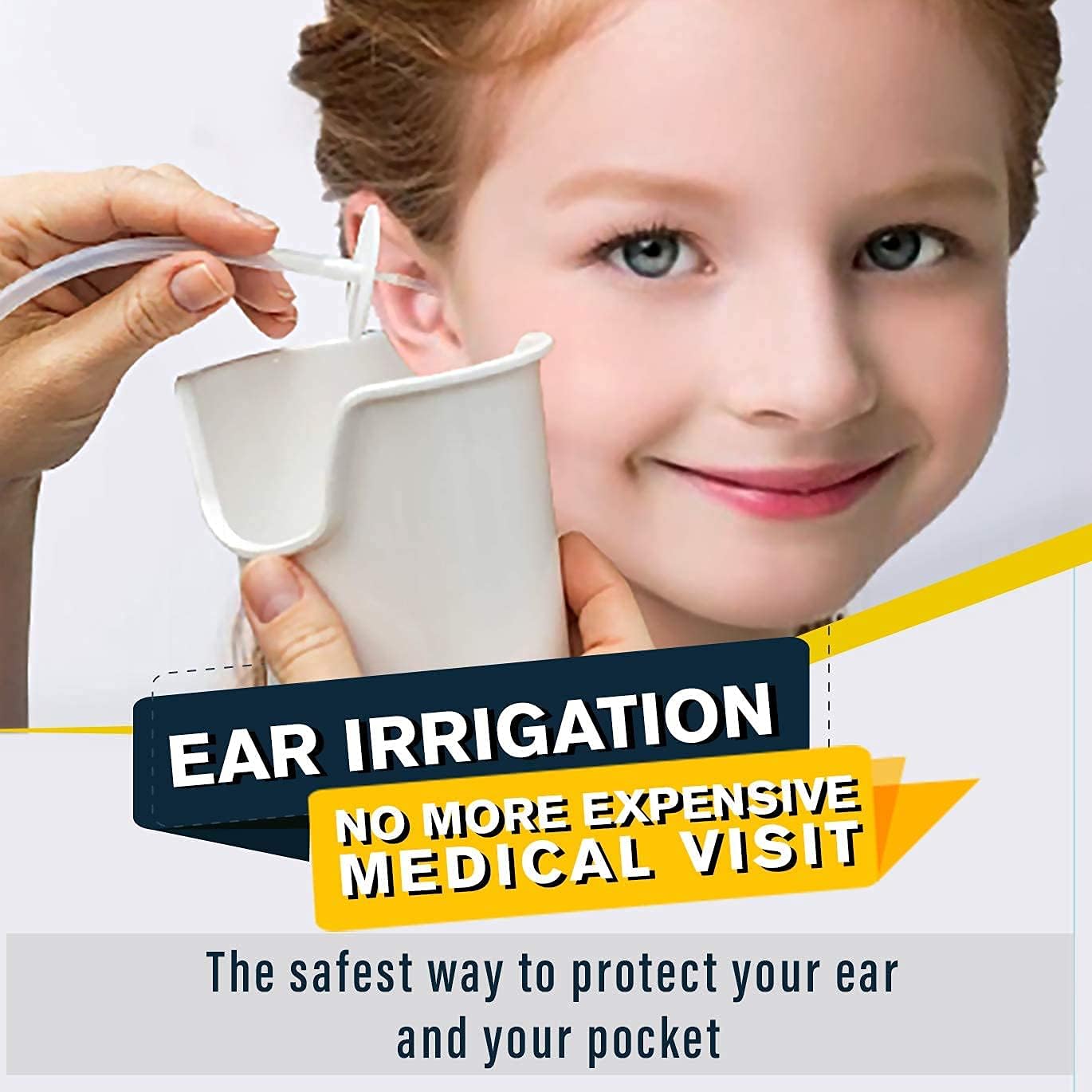 Ear Wax Removal Tool - Ear Irrigation Flushing System Kit for Adults & Kids - 350ml Spray Bottle, Basin, Bulb Syringe, Curette (Ear Spoon & Spiral),Towel & 25 Disposable Tips