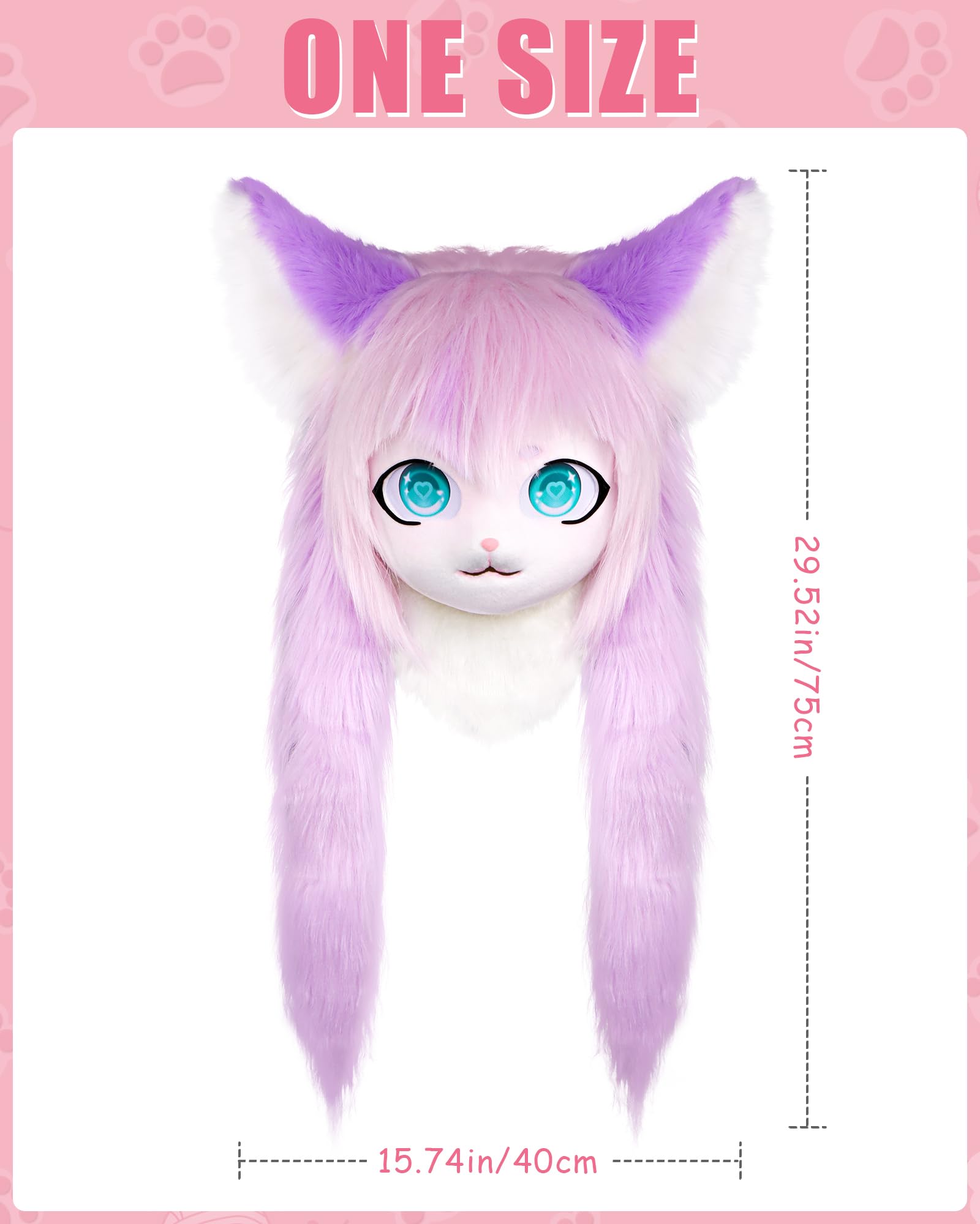 Cosplay Fursuit Copricapo Testa Animale Gatto Maschera Halloween Costume Adulti Costume Accessori Set