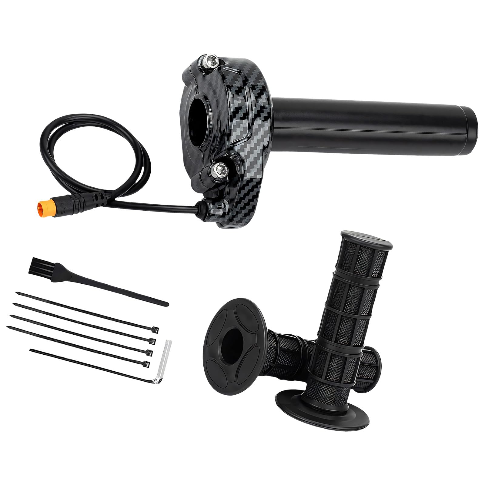 Generisch Commande de poignée rotative en ABS pour le remplacement du guidon de vélo électrique, ensemble de levier d'accélérateur de 22 mm avec spécification 12 V-72 V et jeu de câbles de