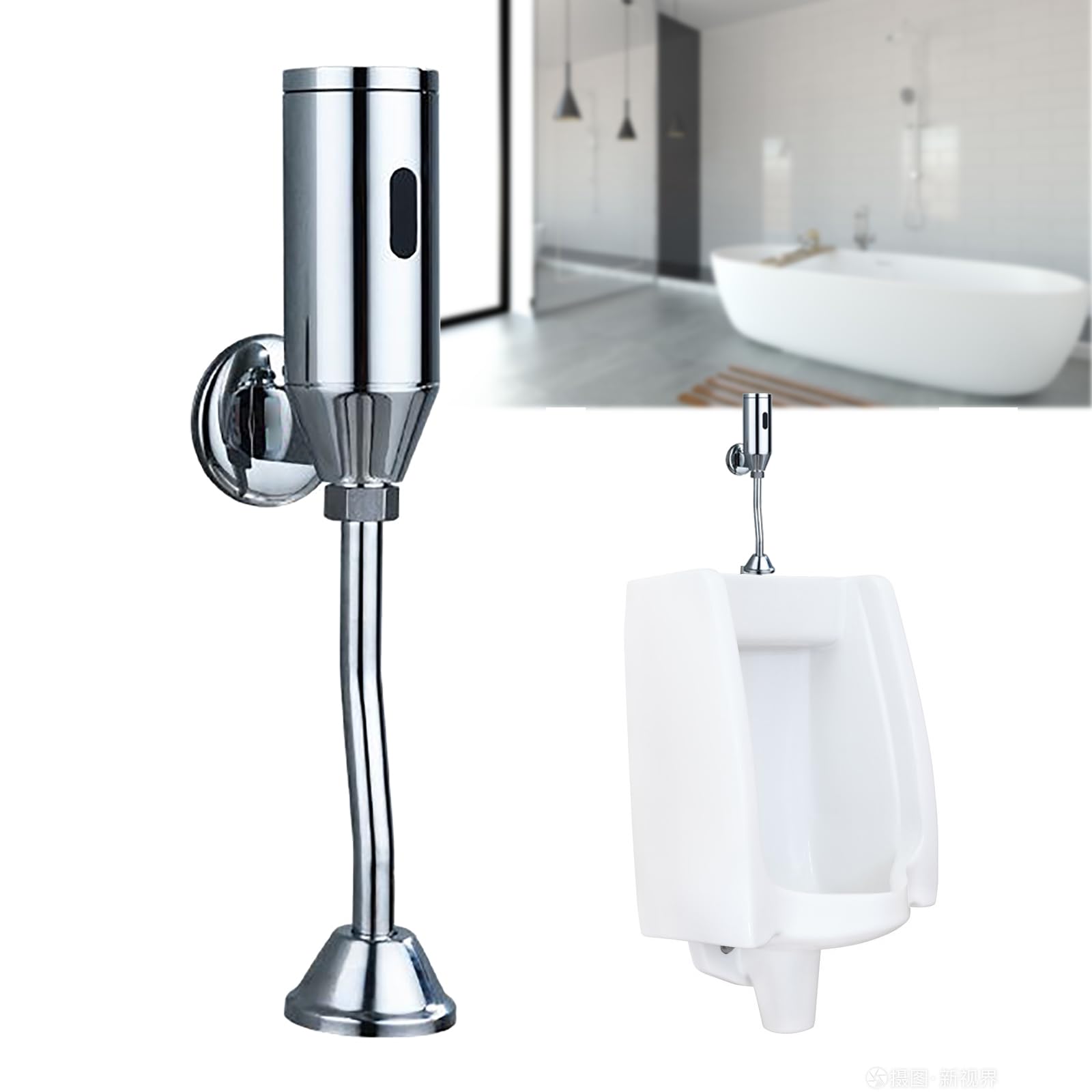 Urinario a presión automático con sensor urinario grifería de inodoro por infrarrojos, para hombres WC en el baño, 5 x 5 x 33,5 cm