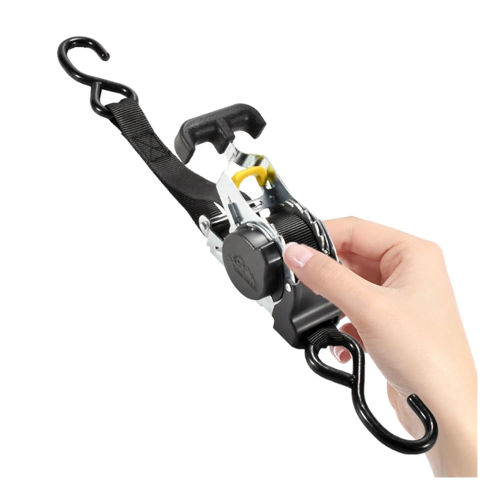Correa de sujeción, Correa de equipaje con gancho en forma de S, tensor de trinquete, correas de trinquete retráctiles for remolques, vehículos y embarcaciones.(White 2Batteries)