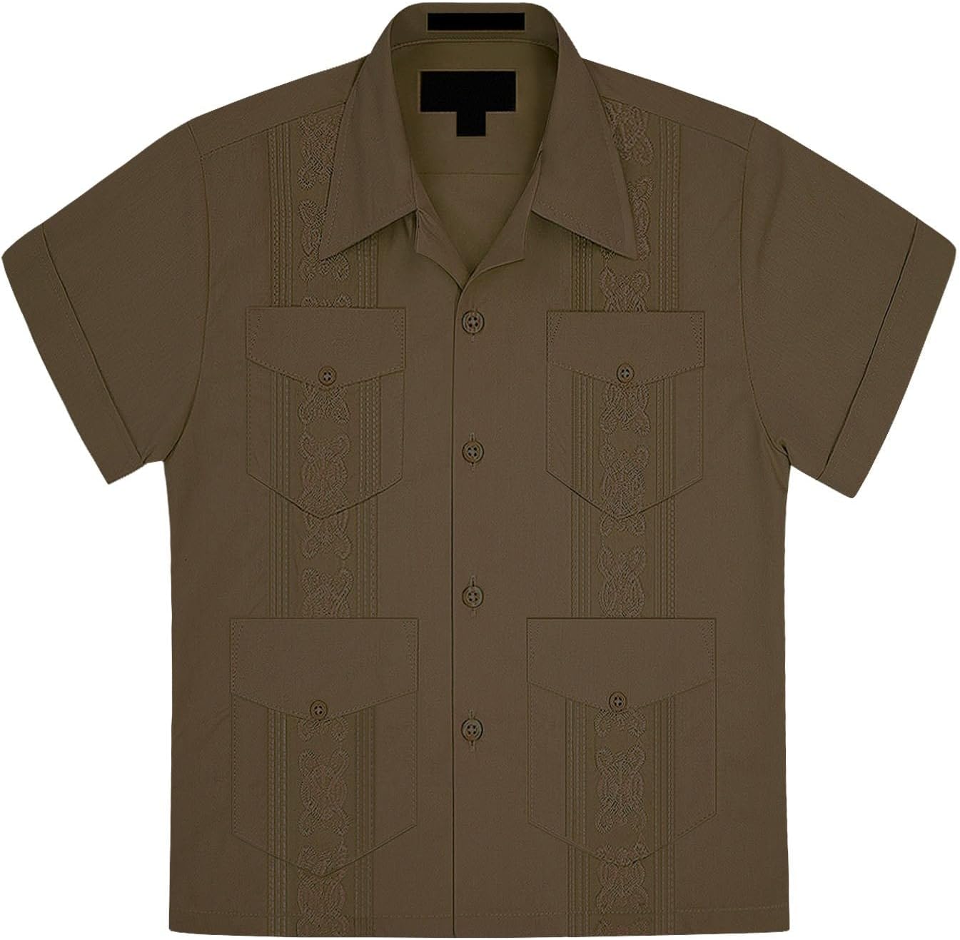 G-Style USA Boys Junior Guayabera Cuban Short Sleeve Embroidered 4 Pocket Shirt