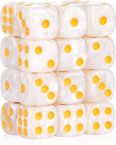 Miniatura 33 de 36 piezas de set de dados de 6 caras de 12 mm MINI, set de dados de juego con patrón de perla, dados estándar de 6 caras para Yahtzee, Bunco