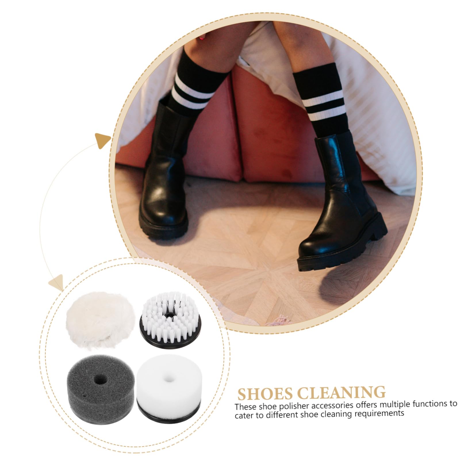 minkissy Cepillo para Pulir Juego De Cepillos para Quitar El Polvo Almohadillas para Pulir Pulidores para Limpieza Aplicador Abrillantador De Zapatos Limpiador 4 Piezas x 4