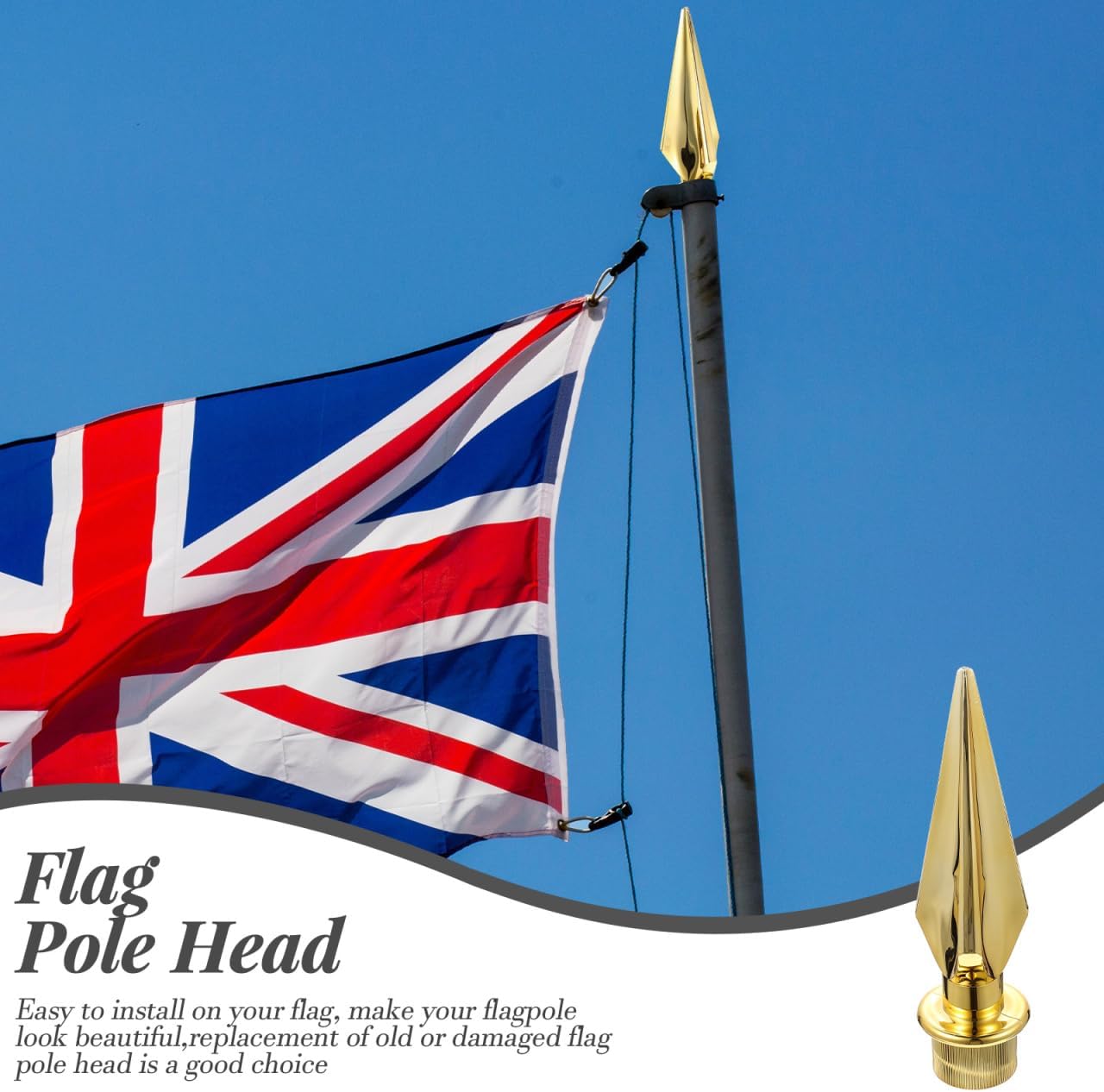 Veemoon Golden Flag Pole Topper Plastic Spear Flag Pole Topper Decorative Flagpole Top Ornaments Flagpole Finial Head Decoration for Office Yard Conference Garden Indoor and Outdoor Parade, 8.3Inch - Image 7