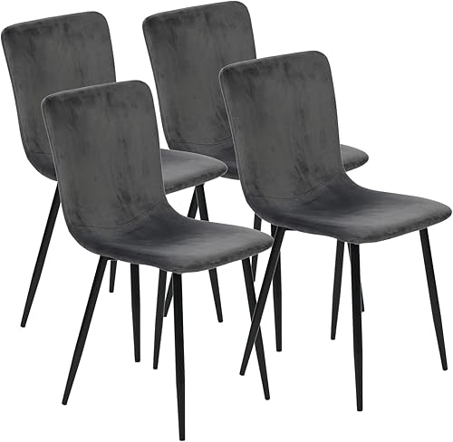 Miniatura 10 de FurnitureR Juego de 2 sillas de comedor, silla auxiliar tapizada de gamuza con respaldo medio, asiento suave y patas de metal resistentes para Marrón