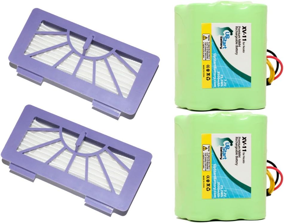 2 Pack - Replacement for Neato XV Signature Pro Battery and Filter - Kit Includes 2 Battery and 2 Filter (3500mAh 7.2V NI-MH)