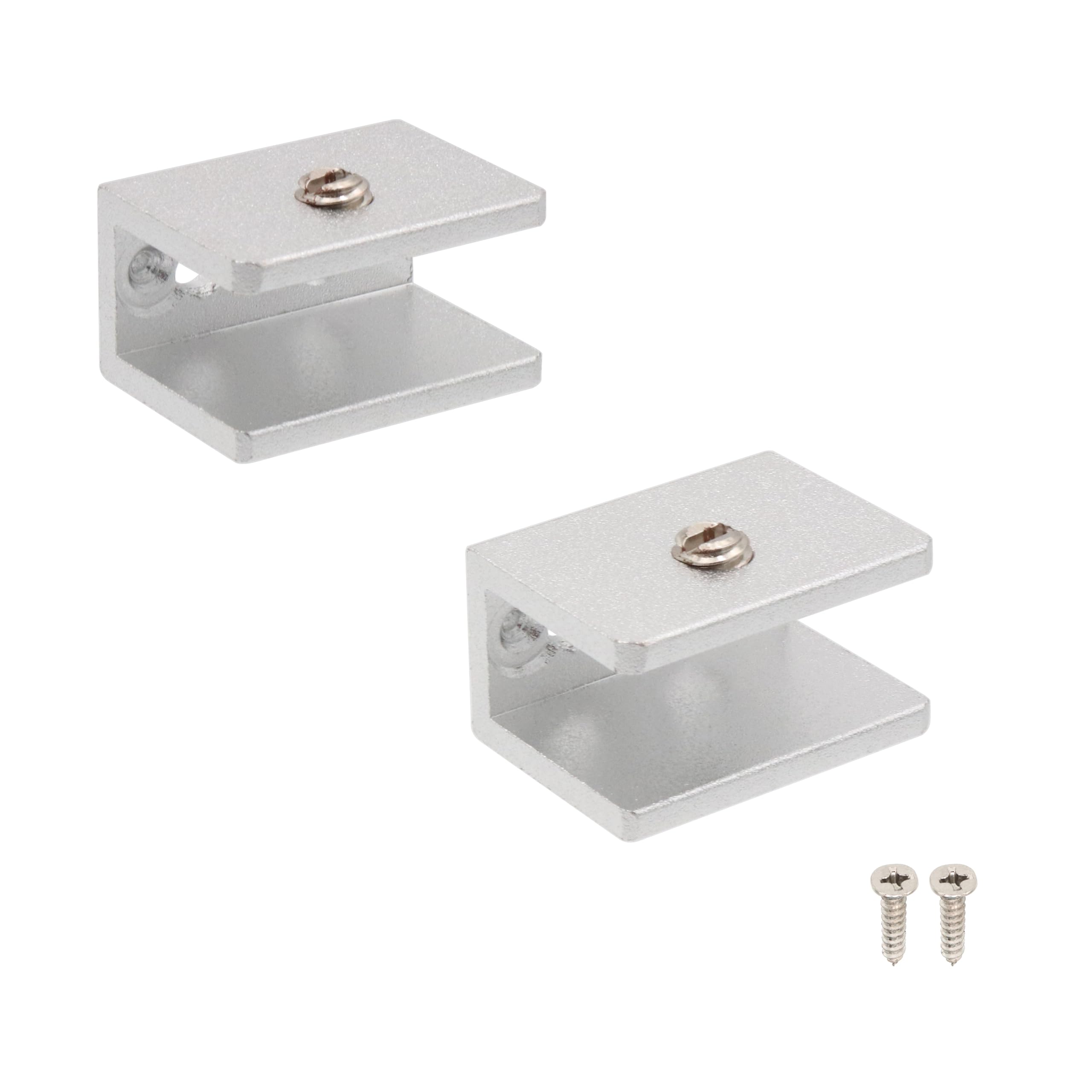 SCXCLY 8pcs Glass Shelf Brackets, 8-10mm (Applicable Thickness) Wall Mount Clamps Glass Shelves, Aluminum Alloy (Silvery)