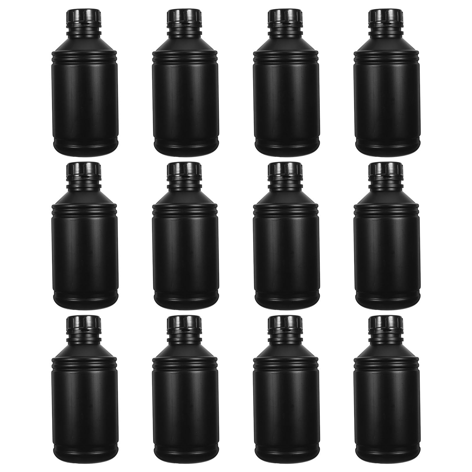 BESTonZON Lot de 12 flacons de stockage de produits chimiques en PEHD de 500 ml, contenants de stockage de liquides photographiques avec couvercles pour le développement et le traitement de films