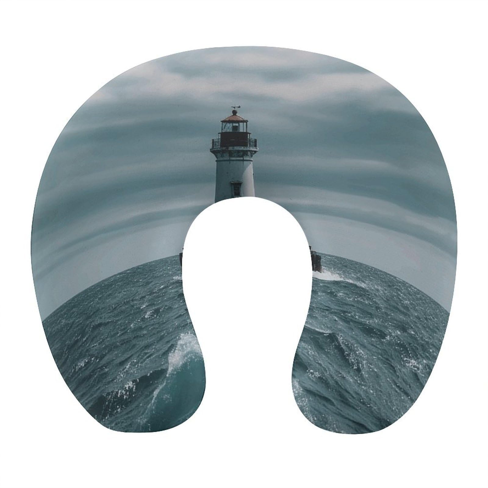 FekiLoot Lighthouse Ocean Travel Pillow,U Shaped Office Napping Pillow Support Neck and Head Comfortable Travel Neck Pillow U Shape Sleeping Essentials for Long Haul Flights