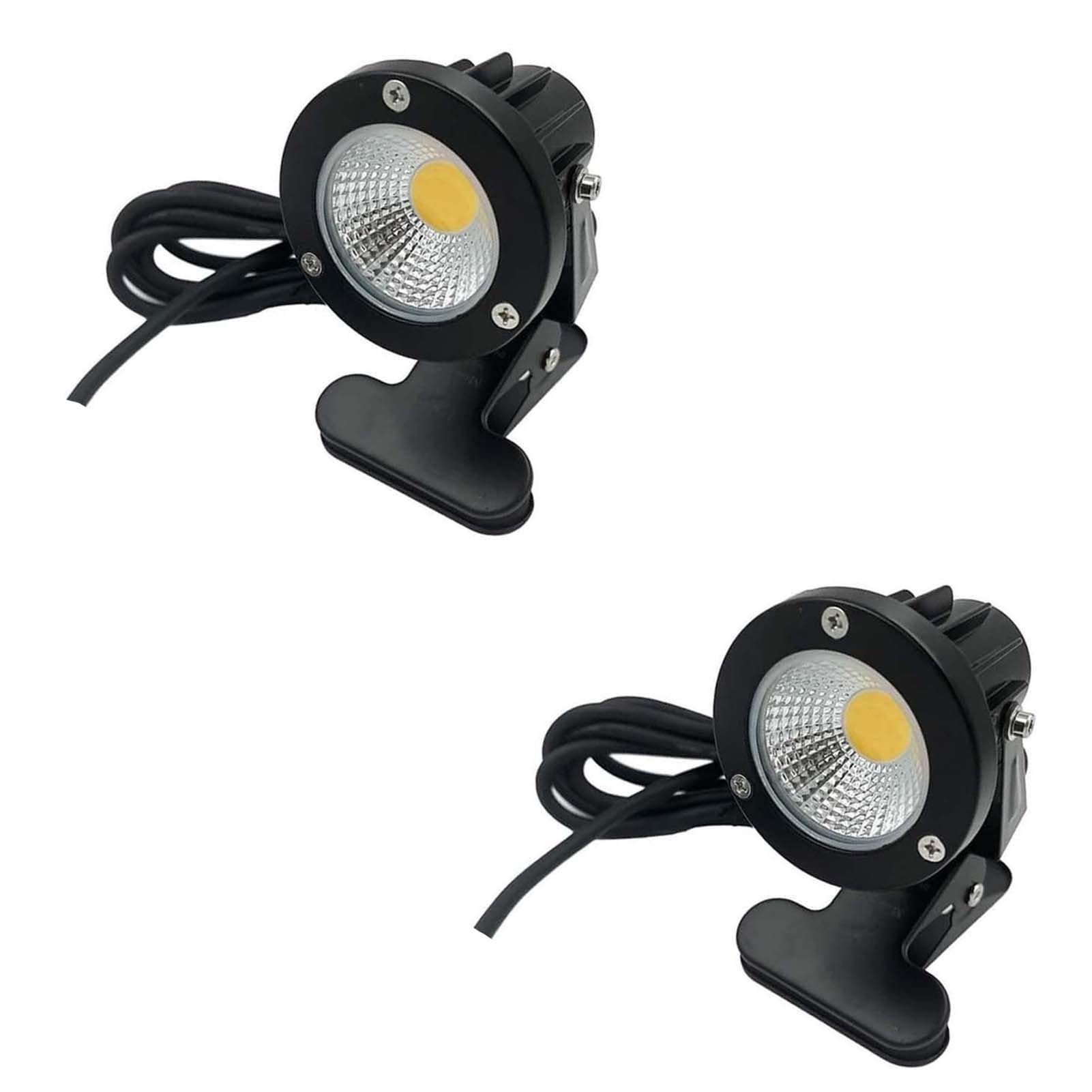 Faretto LED Da 7 W - Faretto Impermeabile IP65 Con Clip, Lampada Da Esterno Con Morsetto, Per Piante, Giardino, Negozio, Cartellone Pubblicitario, Illuminazione Decorativa(Warm White 2 Pack)
