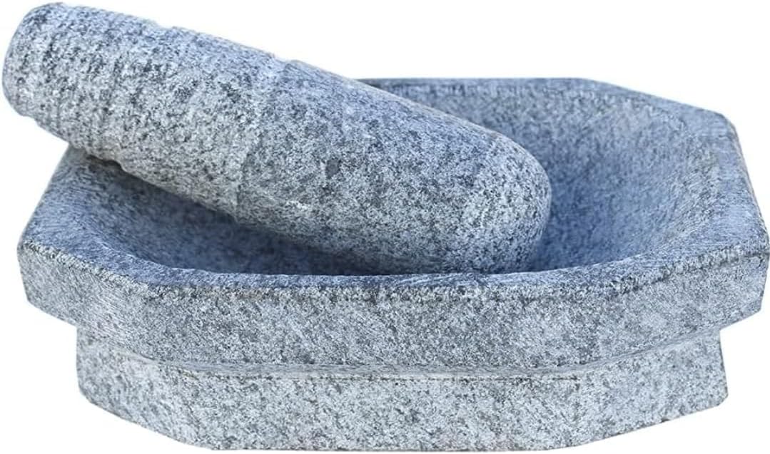Kalvam Stone | Mortar and Pestle Set | Masher | Khalbatta | Kharal | Musal for Kitchen Home | Herbs and Spices Mixture | (7.5 Inch) Grey-Big Size