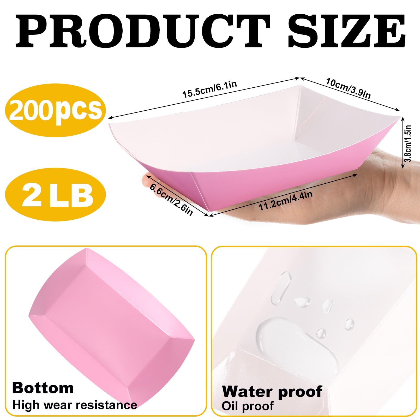 PerKoop 60 Pcs Disposable Food Boats 2 Lb Multicolor Paper - View #2