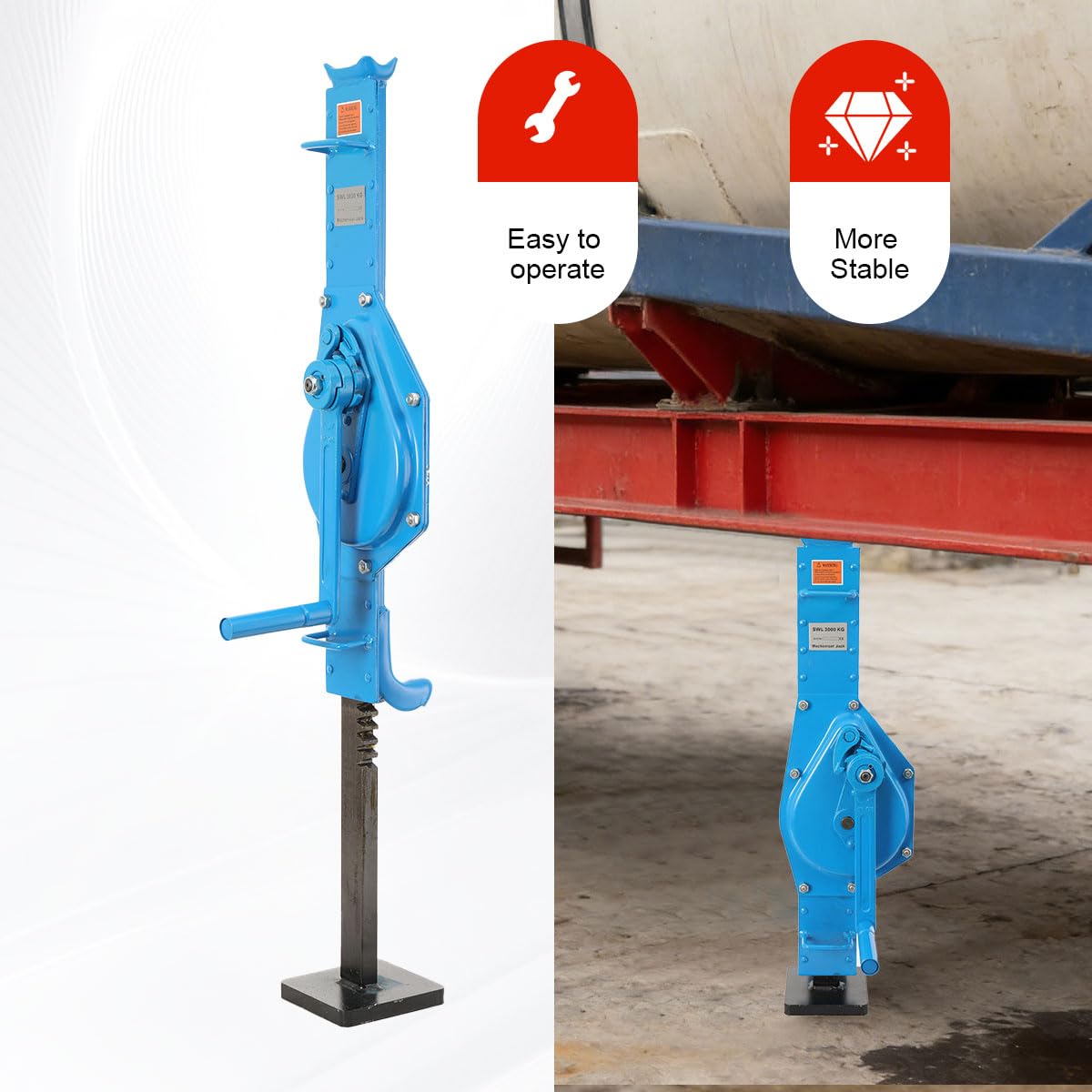 Stahlwinde 3t, Zahnstangenwinde 350 mm Hubhöhe, Hubwinde Hebewinde Stockwinde Zahnstangenheber mit Handkurbel, 3000 kg