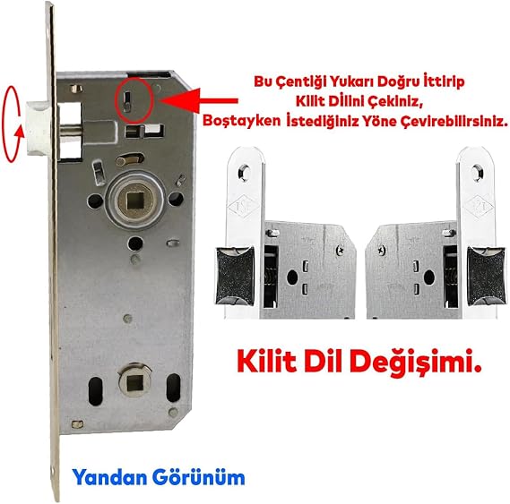 Kale WC Door Mortise Lock Bathroom Lock Oval Corner 45mm Plastic PVC Wood Panel Interior Door Compatible