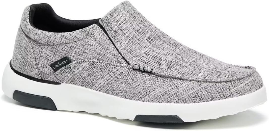 Men's Orthopedic Comfortable Slip-On Shoes with Arch Support, Orthotic Loafers for Plantar Fasciitis, Canvas Leisure Vintage Flat Walking Shoes for Foot and Heel Pain Relief