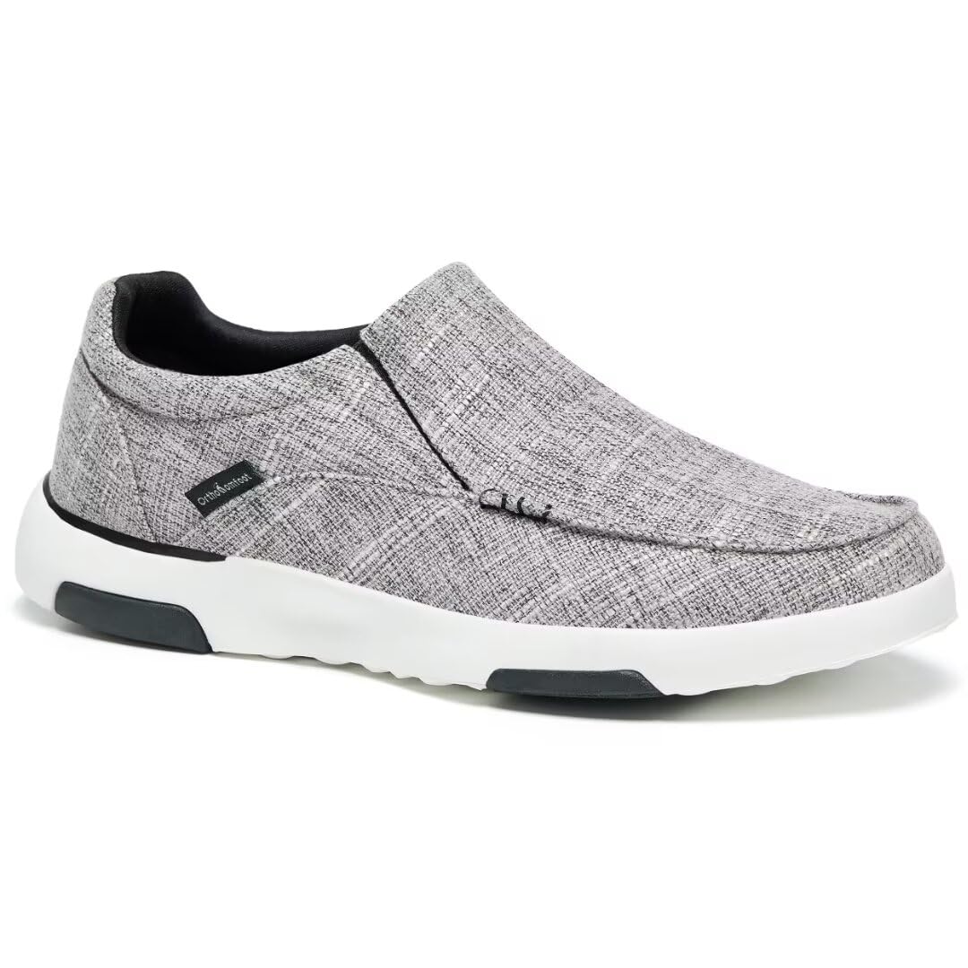 Men's Orthopedic Comfortable Slip-On Shoes with Arch Support, Orthotic Loafers for Plantar Fasciitis, Canvas Leisure Vintage Flat Walking Shoes for Foot and Heel Pain Relief