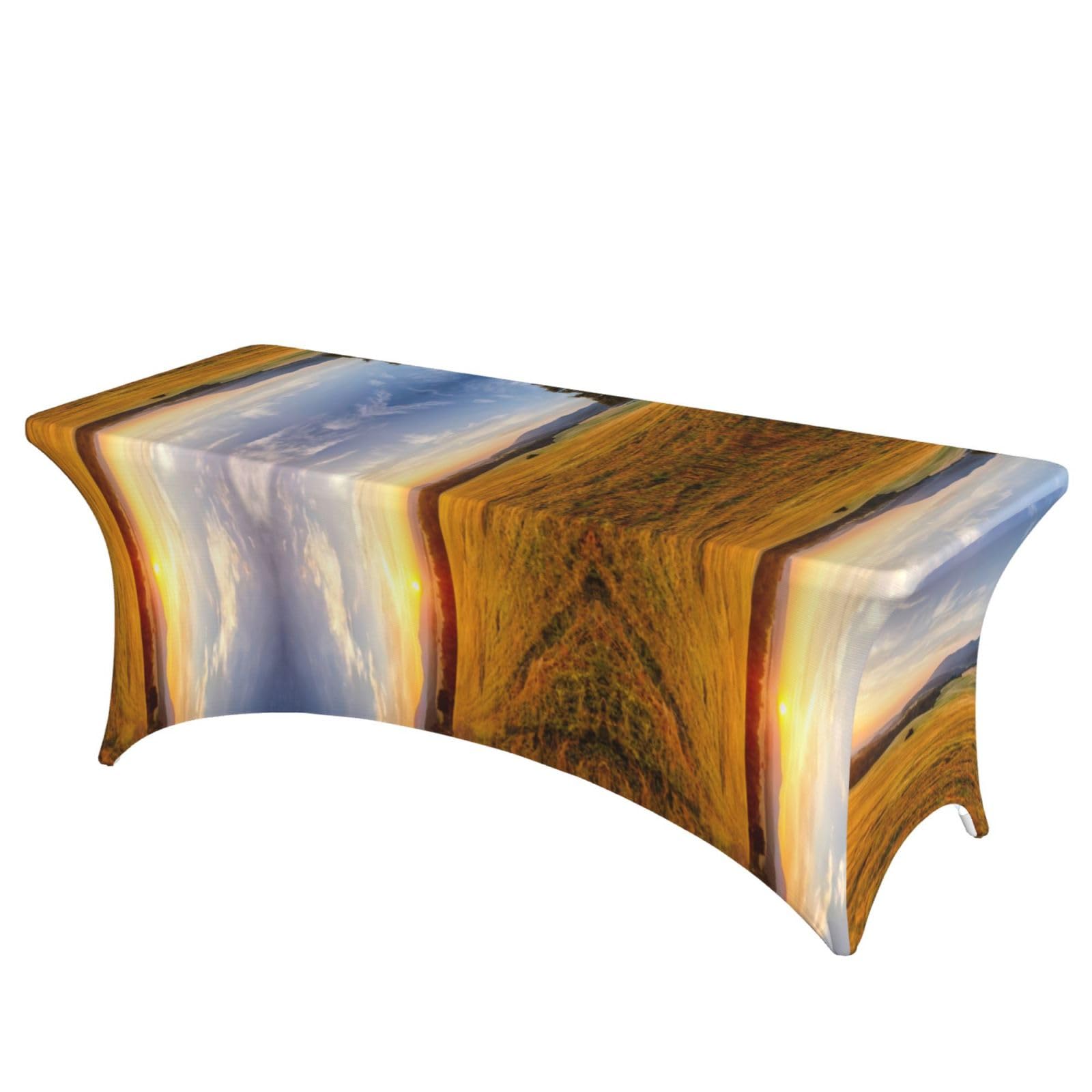 Nappe de table extensible 1,8m paysage d'automne en élasthanne lavable