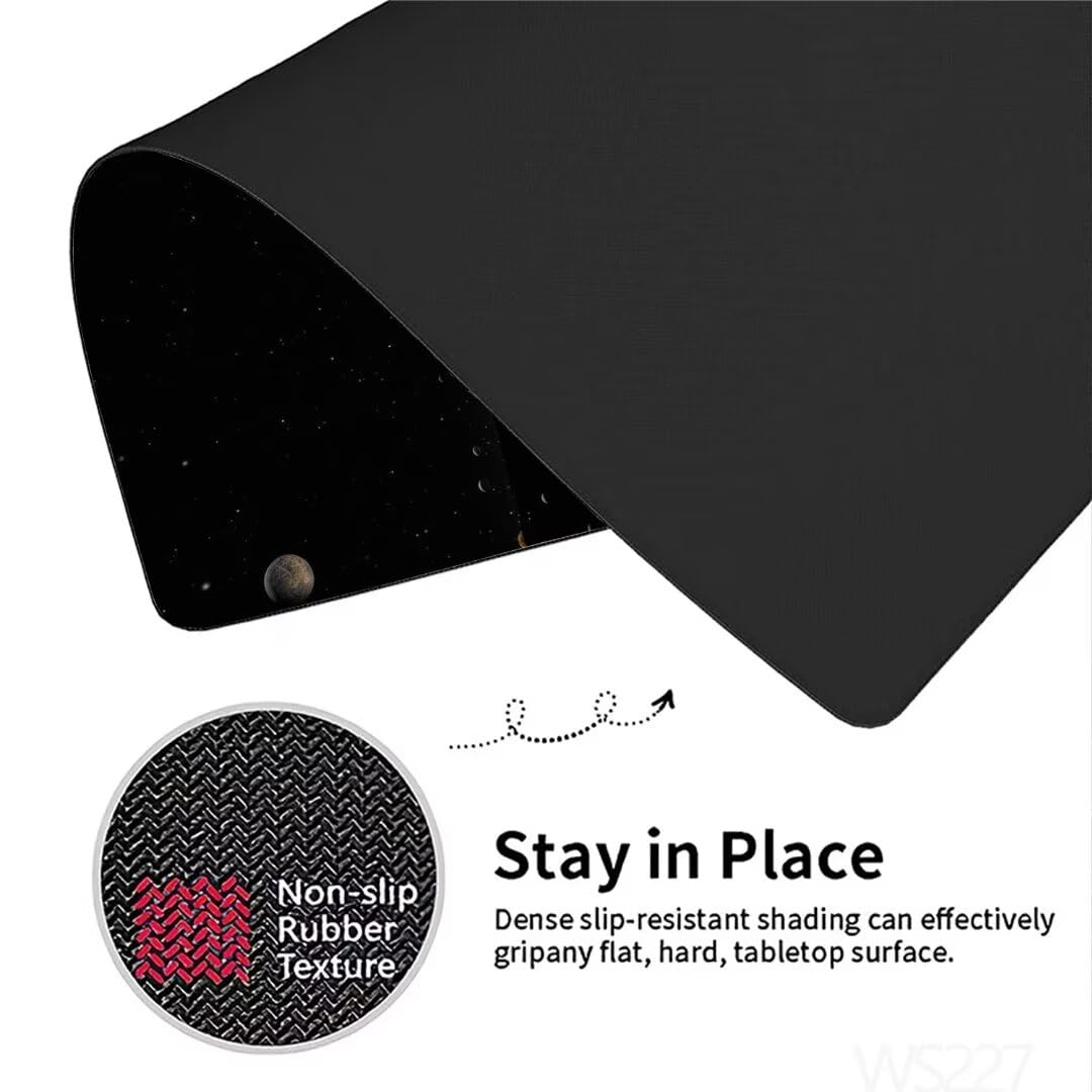 Alfombrilla Ratón XXL 1500x800x3mm, Alfombrilla Ratón negro Alfombrilla Escritorio, cielo estrellado Alfombrilla Raton, con Superficie Base de Goma Antideslizante, Alfombrilla Ratón Gaming WS-227