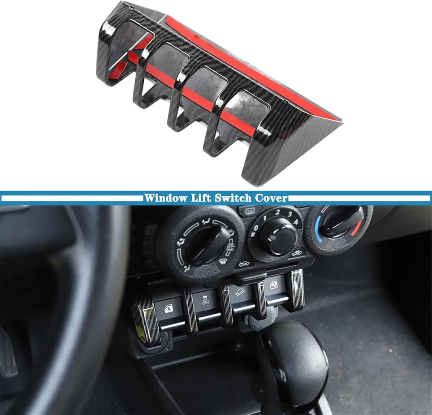 Window Lift Switch Panel Decoration Cover Trim Sticker for suzukis Jimny 2019 2020 2021 2022 2023 Car Interior Accessories ABS(Red)