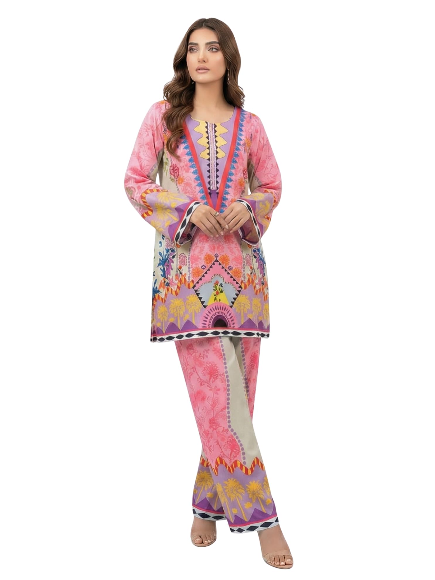 Women's Pure Flash Soft (crepe silk) Printed Round Neck Full Sleeve Co-Ord Set (Multi, S)-picture-34