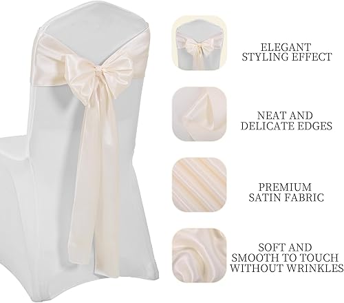 Vista 57 de 72 fundas universales para sillas de satén rojo, con lazos para silla, reutilizables, suministros para Navidad, bodas, recepciones, eventos