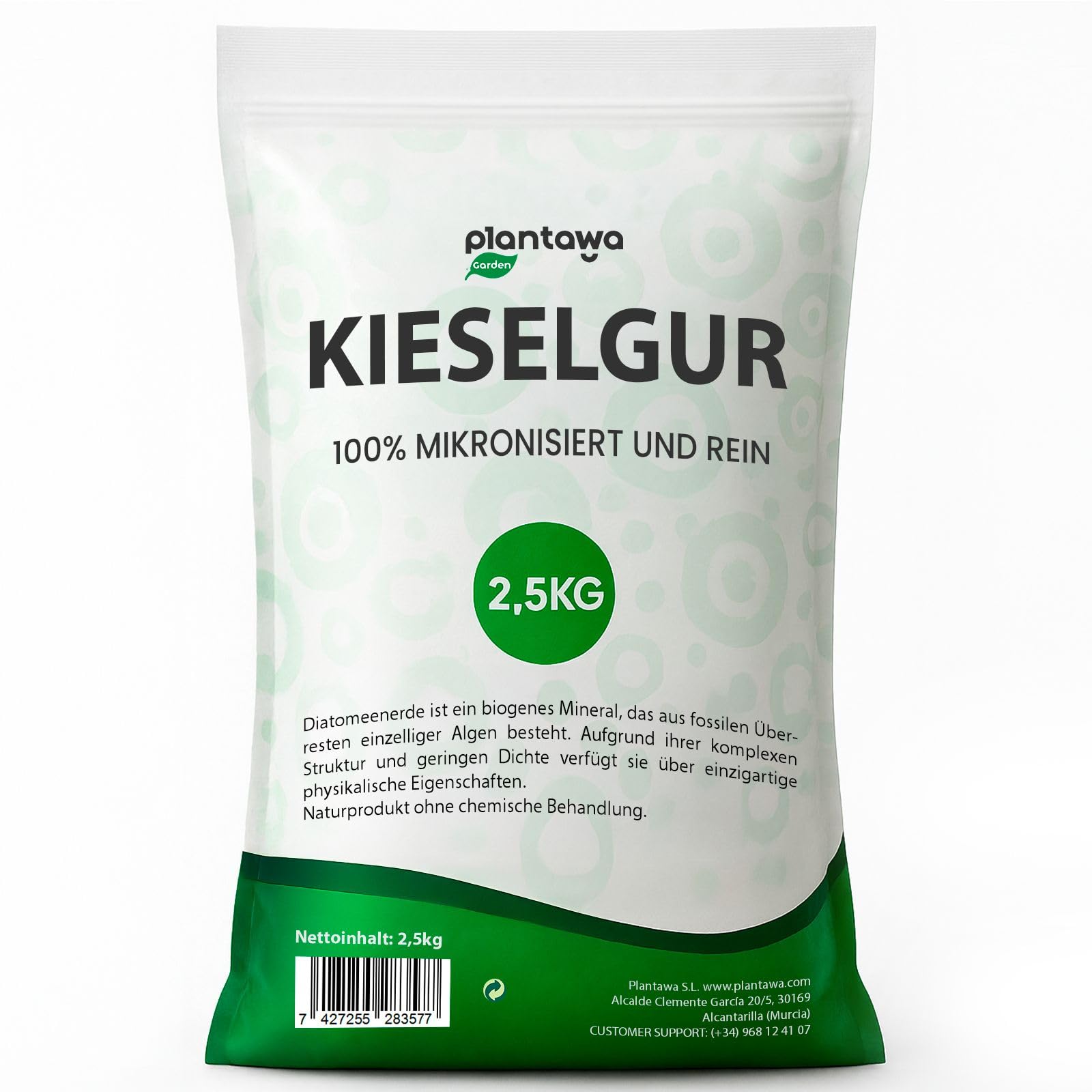 PLANTAWA Kieselgur 2,5kg | 100% Natürlich und Nachhaltig | Diatomaceous Earth | Fein Gemahlenes Kieselgur Pulver Ohne Chemische Behandlungen | Vielseitig Einsetzbar