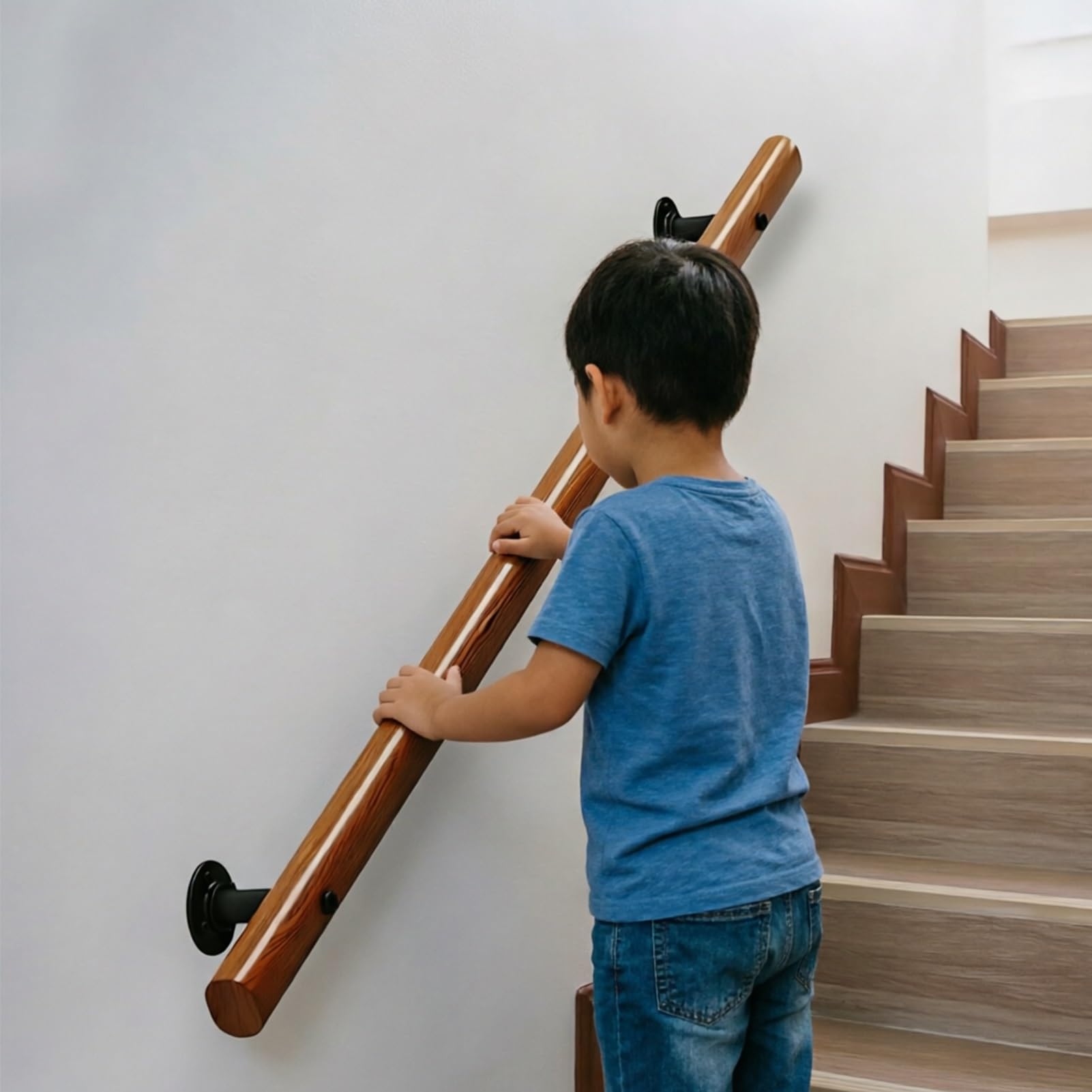 Solid Wood Stair Handrail, Railing for Indoor & Outdoor Wall Mount Support Bar, 6ft/7ft/8ft/9ft Wall Hand Railing(14ft/420cm)