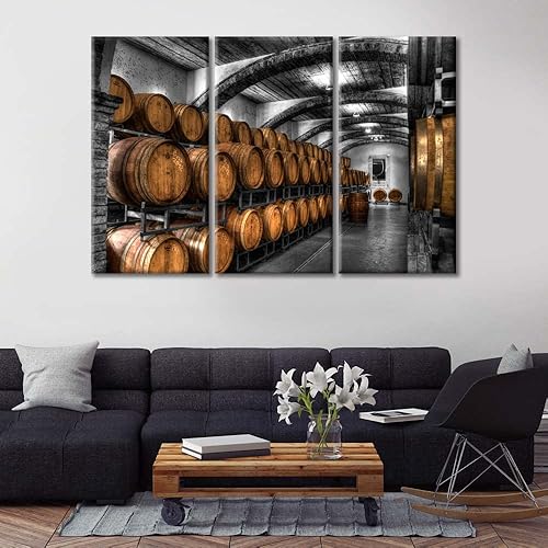 Miniatura 3 de TUMOVO Lienzo decorativo para pared, pinturas de barril de vino para decoración de pared, ilustraciones de cocina, barriles apilados en la bodega,