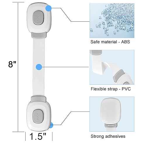 Miniatura 2 de Fursafe&Q Cerraduras para gabinete de bebé, a prueba de gabinetes de seguridad para niños, correa de seguridad para niños, cerraduras adhesivas para