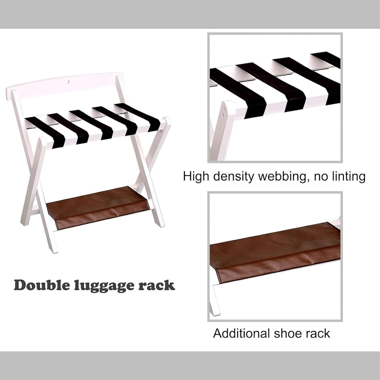 Hotel Foldable Luggage Rack with Shelf Double Floor Suitcase Rack For Guest Room Bedroom Suitcase Stand(Red)