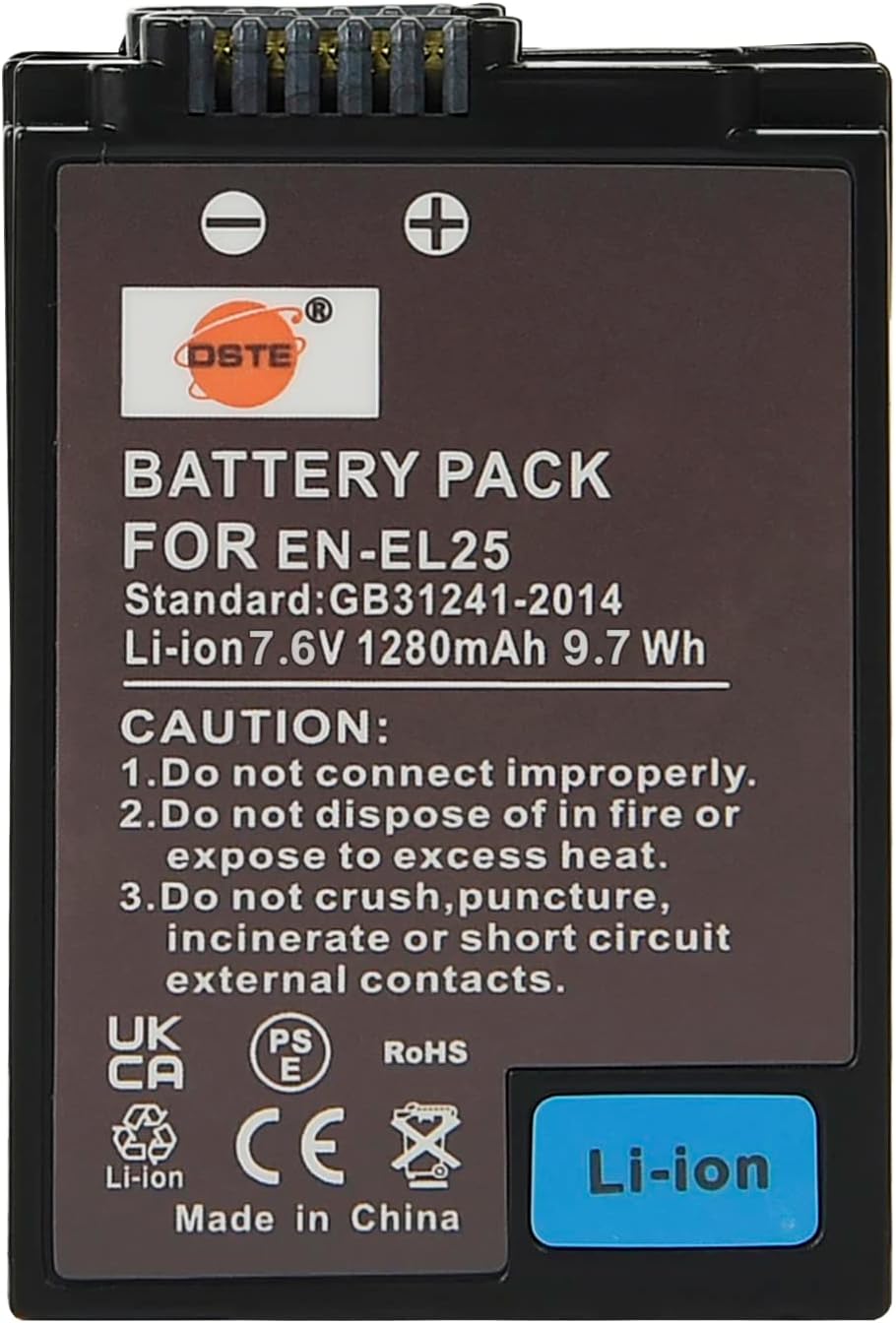 Batería Recambiable Para Nikon EN-EL25/EN-EL25a - Pack De 2 Unidades, 1280mAh, Para Cámaras Z50 Y Z 50