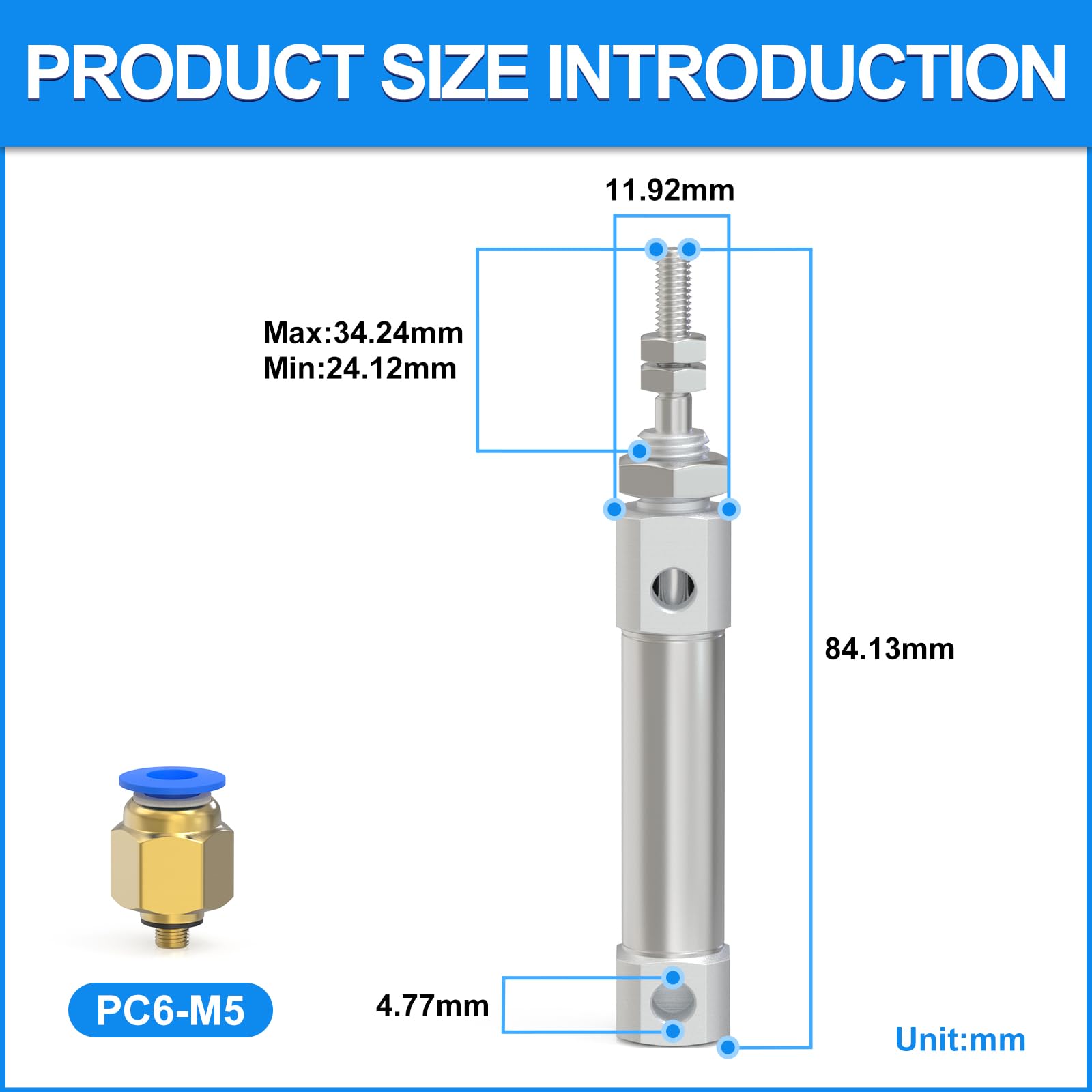 Pneumatischer Mini-Edelstahl-Luftzylinder 10MM Bohrung 10MM Hub Doppeltwirkend (CDJ2B10-10)