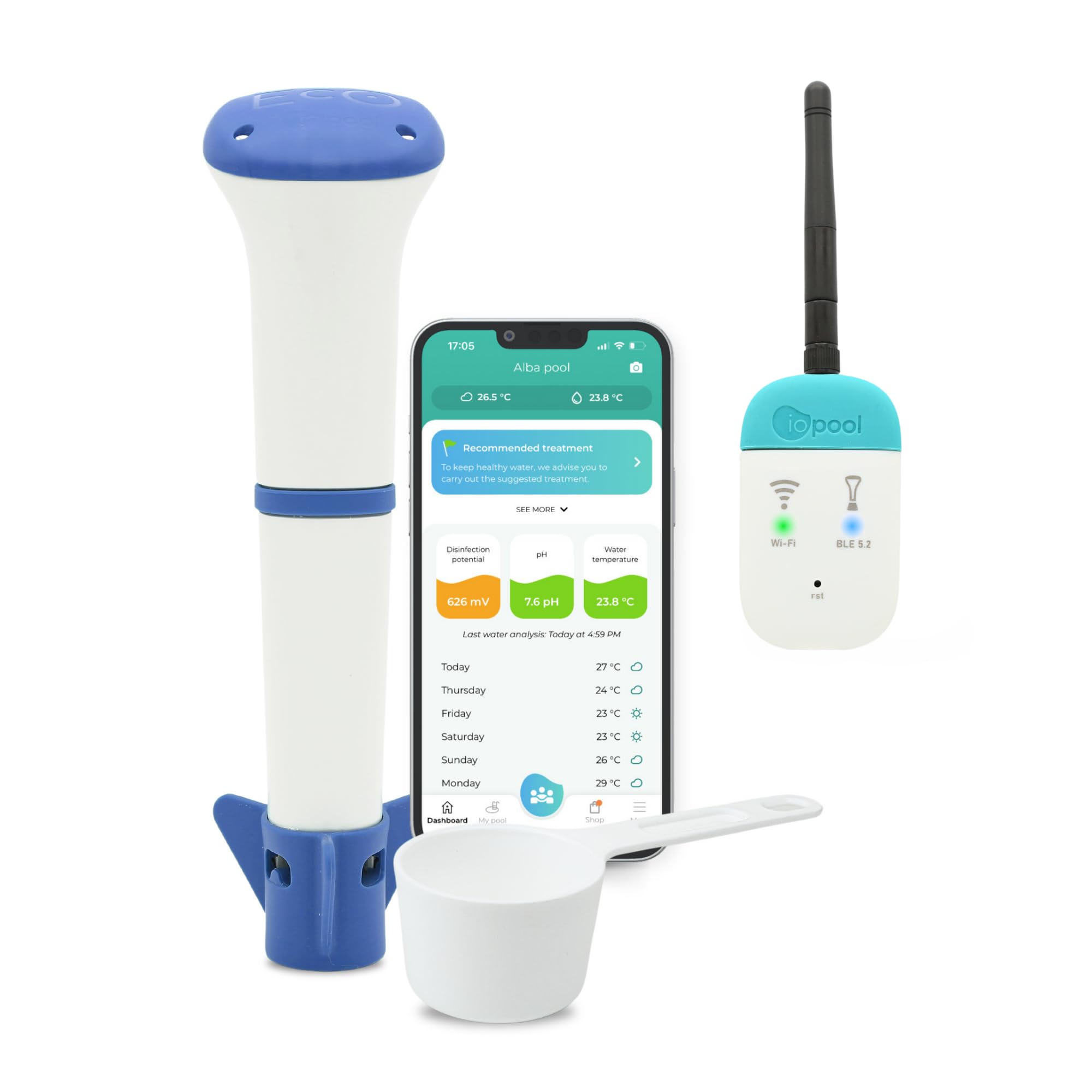 EcO Start Salz – Analysator zur Wasseraufbereitung für Pool und Spa mit Salz (EcO Start Salt + Connect)