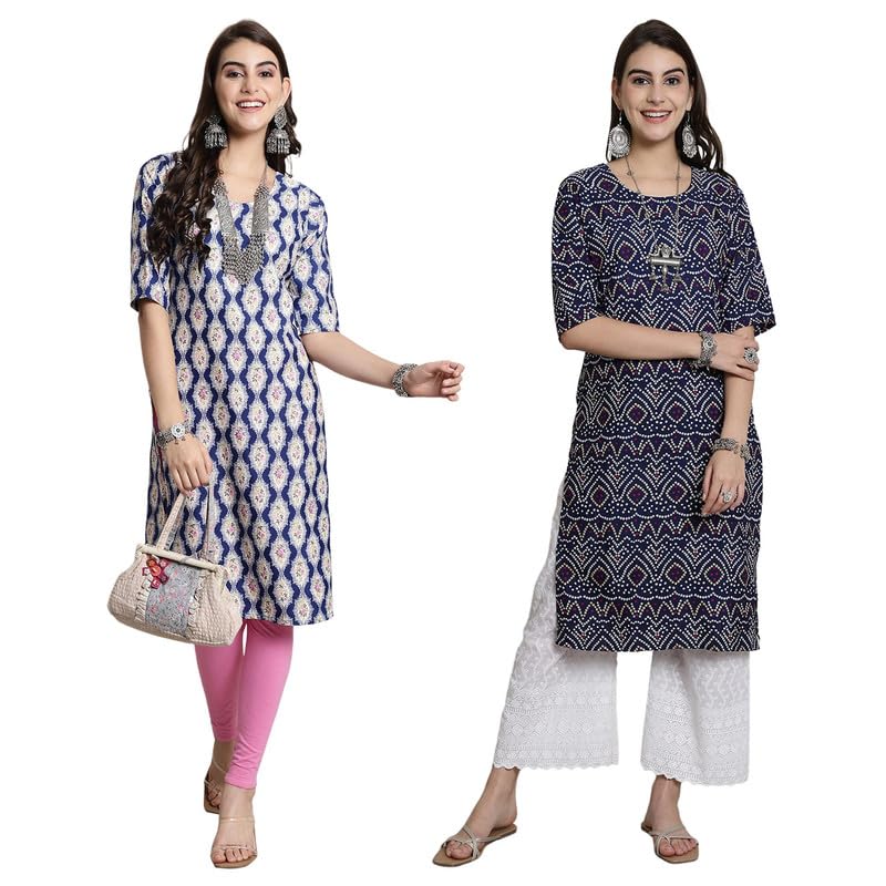 Image of 7Threads Kurti||Kurta for Women||Kurti for Women||Crepe Kurta||Kurti||Kurti Crepe for Women||Crepe Kurtis for Women||Kurtis for Women Kurtis for Women (Pack of 2)