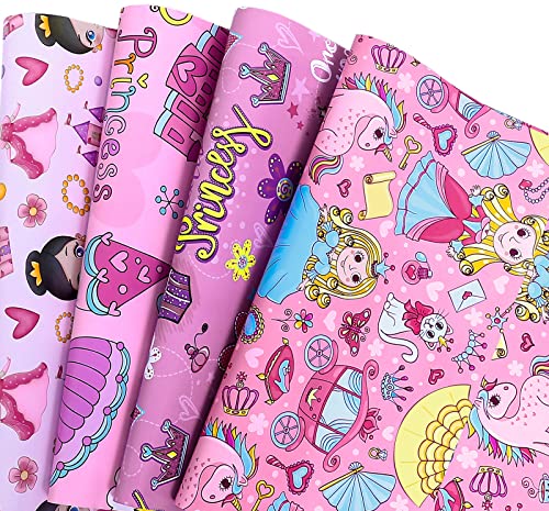 U'cover Princess Birthday Wrapping Paper For Girls Kids Baby Shower Women Girlfriend Daughter Pink Gift Wrapping Paper Lovely Princess Castle Theme For Holiday Party Favors Wedding Graduation Gift Wrap Paper 10Folded Sheet #TOP9
