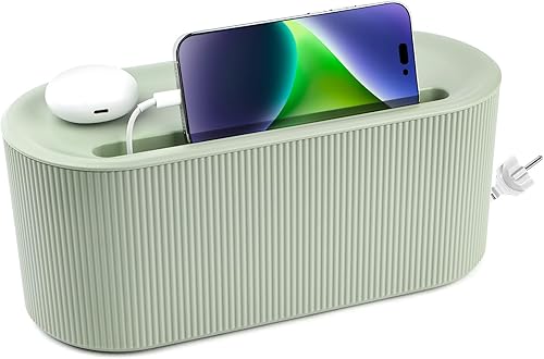 EasyVibe Caja de organización de cables, organizador grande de cables para regletas de alimentación, cables de computadora, escritorio, TV,